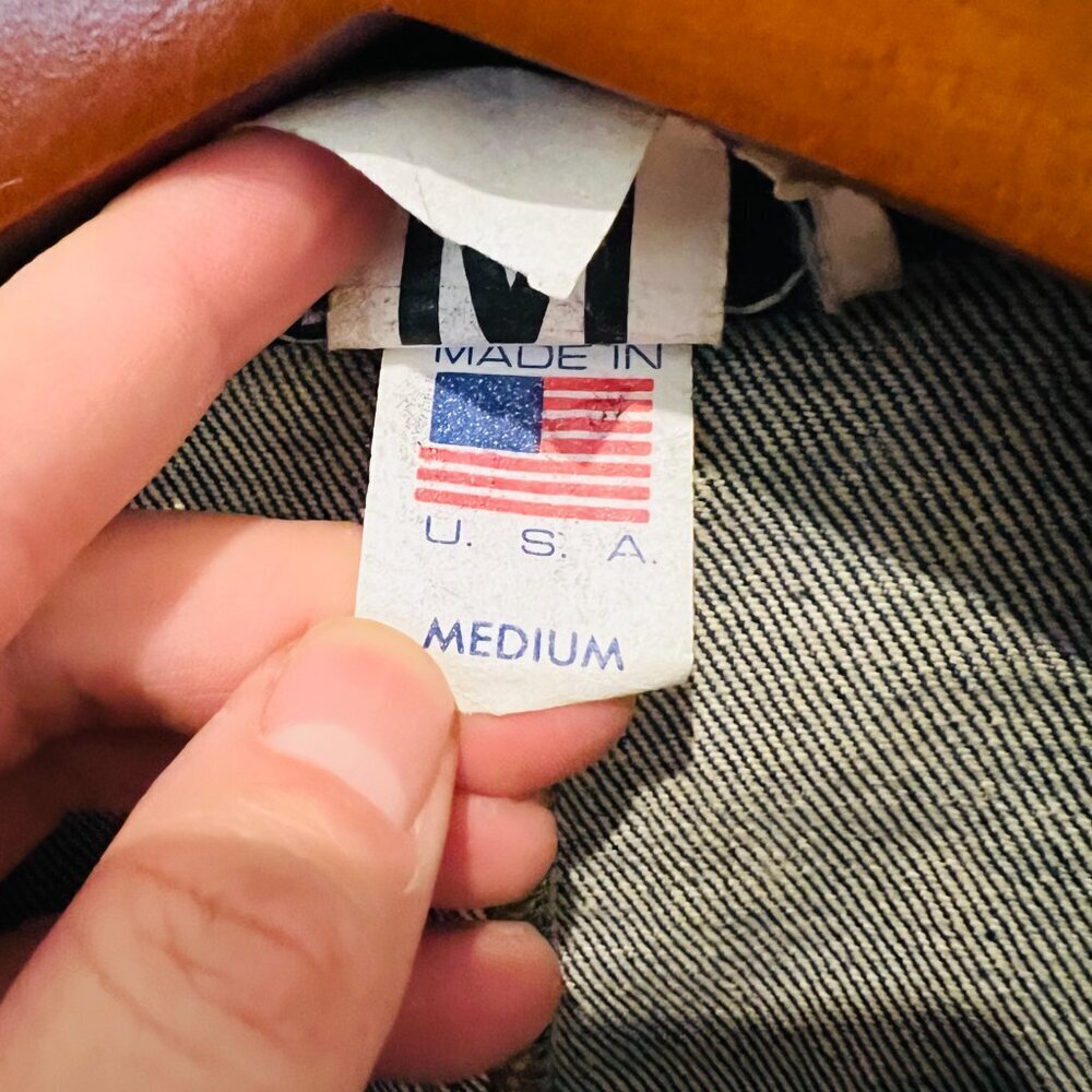 Vintage 80s 90s Denim Jean Jacket Womens Oversize Medium Chore Acid wash - Picture 8 of 16